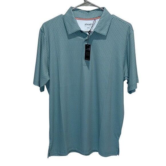 Ahead‎ Performance Mens Breathable Stretch Golf Polo Shirt Seagrass Small NWT - Picture 1 of 9